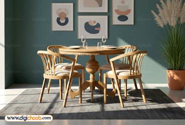 میز ناهار خوری کم جا گرد فلورا